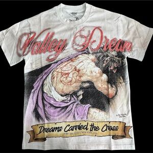 Valley Dream Men's Graphic Tee in White with Purple Accents